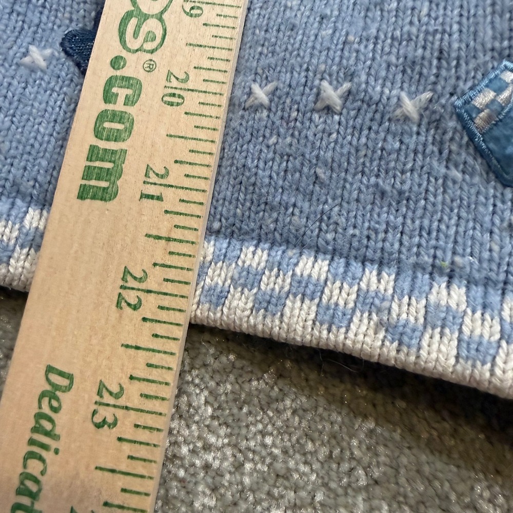Vintage Bobbie Brooks Vest Angora Blend Blue Snowman‎ Knit Sweater Zip Front M/L - Picture 13 of 13